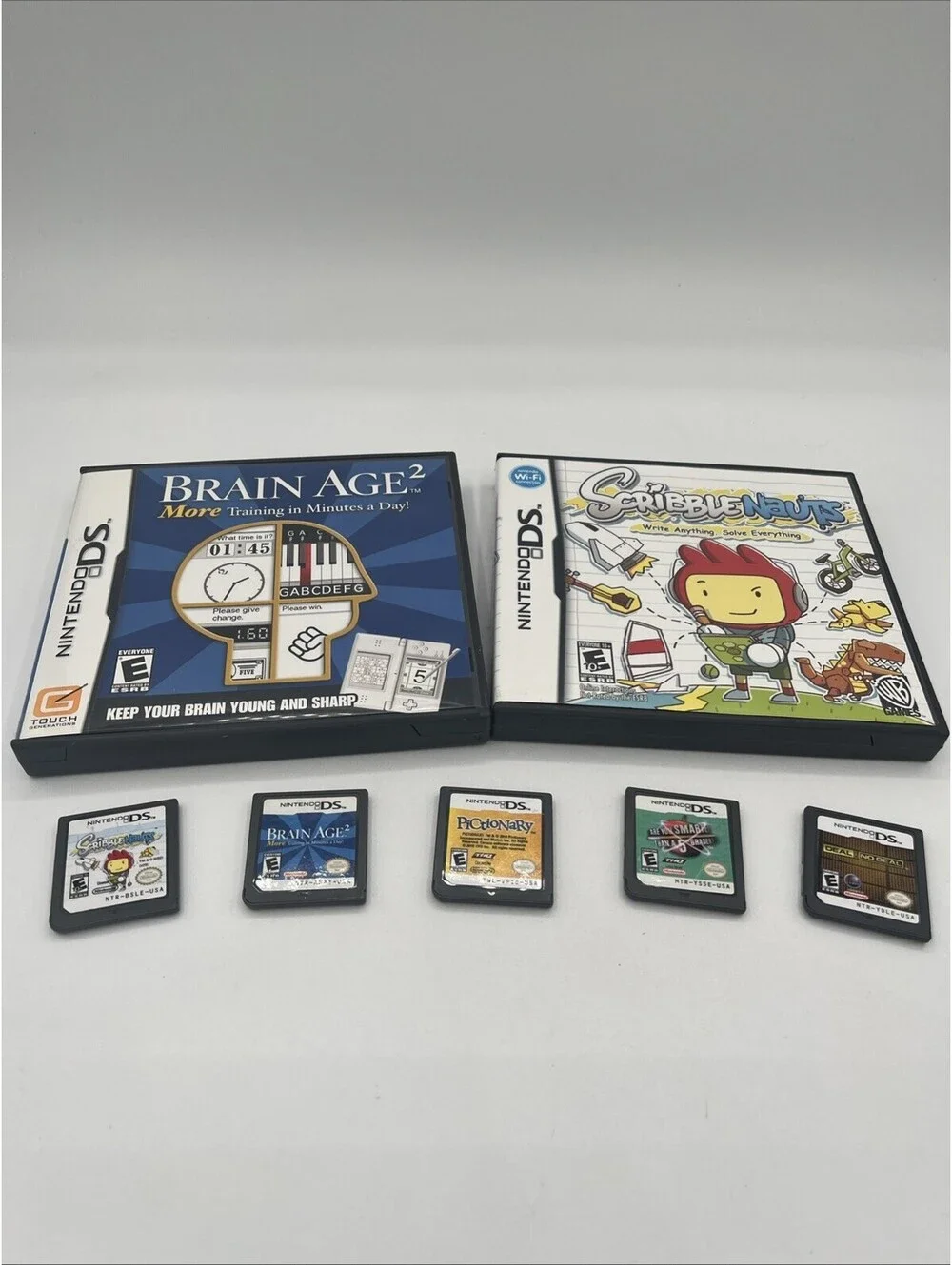 Brain Teaser Game Show Nintendo DS Lot Of 5 Games Bundle Scribblenauts Brain Age
